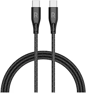 RAVPower 100W Nylon USB-C to USB-C Cable, 1.5 Meter Length, Black