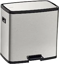 Tramontina Octos 15+15Liter Stainless Steel Pedal Trash Bin with a Scotch Brite Finish and Removable Internal Bucket