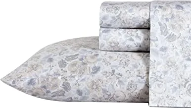 Laura Ashley Home - King Sheets, Soft Sateen Cotton Bedding Set - Sleek, Smooth, & Breathable Home Decor (Quartet Grey, King)