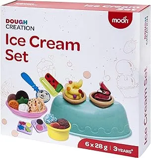 Moon Dough Creation Ice Cream Play Dough Set for Kids Ice-cream Toy 6-Pieces, 28 g, Multicolor