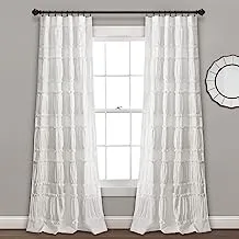 Lush Decor, White Nova Ruffle Window Curtain Panel Pair, 84