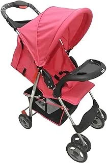 MOON Bezik One Hand Fold Travel Stroller/Pram Suitable for Newborn/Infant/Baby/Kids with Dual Tray| Leg Rest | Multi-Postion Reclining Seat Suitable For 0 Months+ (Upto 24 Kg) -Pink