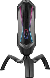 Vertux Cardioid Gaming Microphone With RGB Effects Anti Vibration Shock Mount | Four Polar Patterns Pop Filter | Gain Control | Podcasts | Twitch | Youtube | Discord Black | Marshal
