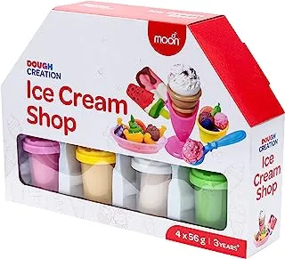 Moon Dough Creation Ice Cream Shop مجموعة عجين اللعب للأطفال 4 قطع ، 56 جم ، متعدد الألوان