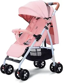 عربة أطفال قابلة للطي أحادية الاتجاه من Dreeba- A1-Pink ، عربة أطفال خفيفة الوزن مع سلة تخزين ، عربة سفر ، فواصل خلفية ، تصميم مضغوط قابل للطي