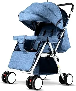 Dreeba One Way Foldable Push Baby Stroller- 803-2-Blue, with Storage Basket, Travel Stroller, Rear Breaks, Compact Foldable Design