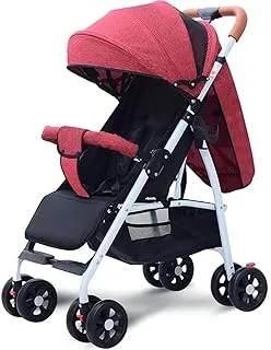 Dreeba One Way Foldable Push Baby Stroller-A1-Red, Lightweight Stroller with Storage Basket, Travel Stroller, Rear Breaks, Compact Foldable Design