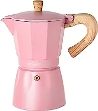 Al-Sanaidi SNHW-0679P-316ML Aluminum Espresso Coffee Maker, 316 ml Capacity, Pink