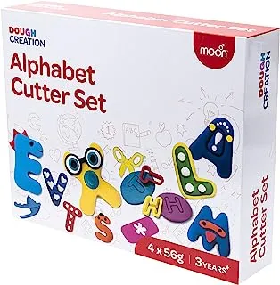 Moon Dough Creation Alphabet Cutter Educational Play Dough Set for Kids with Cutters Tools 4-Pieces, 56 g, Multicolor