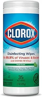 Clorox Disinfecting Wipes with Fresh Fragrance, 35 Wipes, Kills 99.9% of Viruses & Bacteria, Bleach Free