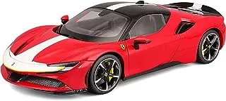Bburago 1/18 Ferrari Signature Series SF90 Stradale Assetto Fiorano Diecast Model Car, Red
