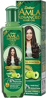 Dabur Amla Advanced Hair Oil with 97% Fall Reduction for Long, Strong and Beautiful - Infused Amla, Aloe vera Vitamins B5 E 300ml