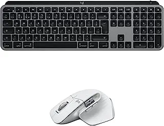 لوجيتك MX Keys for Mac Bluetooth Keyboard + MX Master 3S for Mac Wireless Comfort Mouse Combo - مفاتيح بإضاءة خلفية ، تمرير فائق السرعة ، USB-C ، متوافق مع macOS ، iPadOS