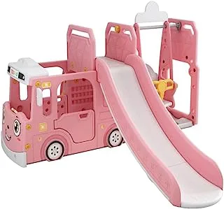 BABYLOVE 4 IN 1 SLIDE WITH SWING AND CAR + BASKETBALL PINK 28-66-5012-24P