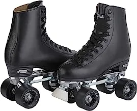 Chicago Men's Premium Leather Lined Rink Roller Skate - Classic Black Quad Skates