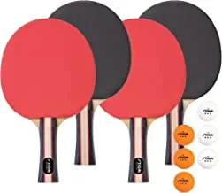 STIGA Performance 4 Player Ping Pong Paddle Set of 4 â€“ Table Tennis Rackets, 6 â€“ 3 Star Orange and White Balls, One Size