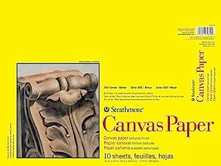 Strathmore 300 Series Canvas Paper Pad, Glue Bound, 12x16 inches, 10 Sheets (115lb/187g) - Artist Paper for Adults and Students - Acrylic and Oil Paints