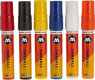 MOLOTOW ONE4ALL Acrylic Paint Marker Set, 6 Basic Colors #1, 15mm (200.459)