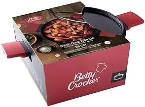 Betty Crocker Forged Aluminum Casserole And Lid Black/Red 28Cm Thickness 2.8Mm BC2071