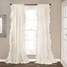 Lush Decor Reyna Window Curtains Panel Set for Living Room, Dining Room, Bedroom (Pair), 95” x 54”, White