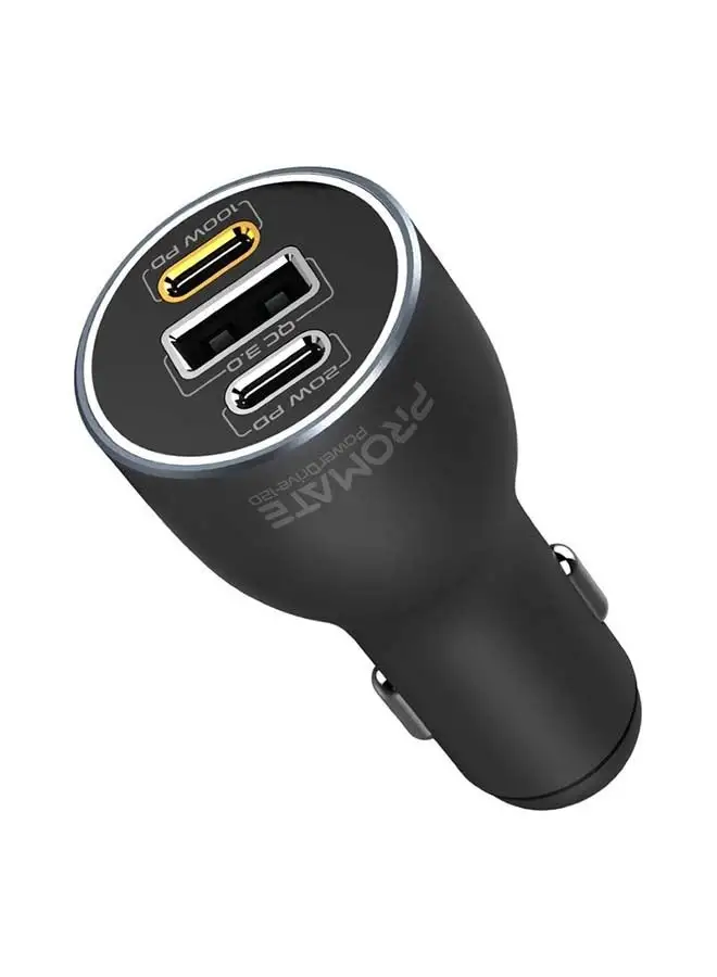 PROMATE Dual Type-C Super Fast Car Charger Adapter 120W Black
