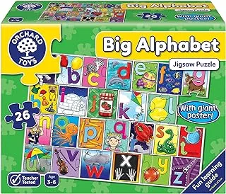 لعبة Orchard Toys Big Alphabet Jigsaw Puzzle ، للأعمار من 3 إلى 6 سنوات ، تتضمن ملصق عملاق ، يساعد في تعليم الأبجدية ، تطوير مهارات اللغة ومعرفة القراءة والكتابة ، تعليمي