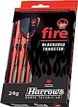 Harrows Unisex Adult FIRE 90% Pure Tungsten Darts - Black, 22 gm,53301