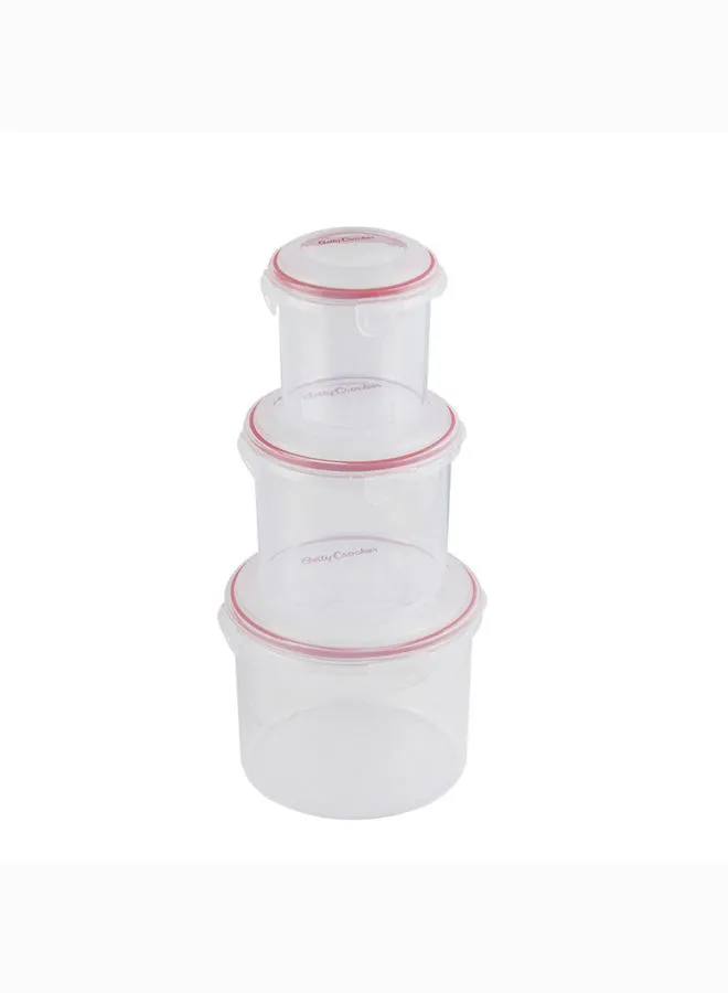 Betty Crocker Betty Crocker Cylinder Food Container Set Of 3 Pieces 700/1500/3000Ml Transparent & Red