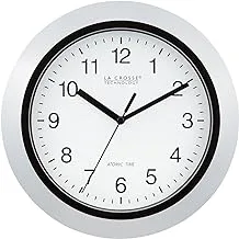 La Crosse Technology Atomic Analog WT-3102S-INT Wall Clock, 10 Inch, Silver