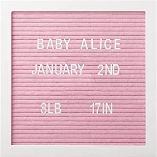 Pearhead Classic Wooden Letterboard, Baby Keepsake Photo Prop, Pink Felt Letterboard Keepsake For Milestones, Baby Girl Nursery Decor, Baby Announcement Prop, 294 Letters