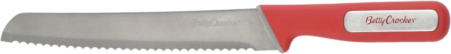 Betty Crocker Stainless Steel Bread Knife (20.5CM) Red