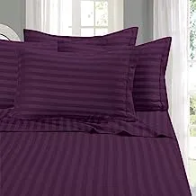 Elegant Comfort Best, Softest, Coziest 6-Piece Sheet Sets! - 1500 Premier Hotel Quality Luxurious Wrinkle Resistant 6-Piece Damask Stripe Bed Sheet Set, California King Eggplant/Purple
