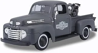 Maisto Diecast H-D Custom 1:24 1948 Ford F-1 Pickup Harley-Davidson and 1948 WLA Flathead Motorcycle, Army Green