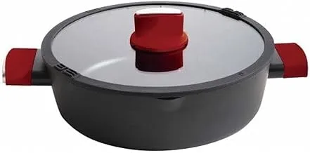 Betty Crocker Forged Aluminum Casserole And Lid ,Black/Red,24Cm Thickness 2.8Mm,BC2066