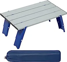 PORTAL Compact Folding Camping Table, Silver/Blue