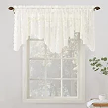 No. 918 24520 Alison Floral Lace Sheer Rod Pocket Curtain Valance, 58