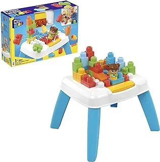 مكعبات بناء للأطفال الصغار من ميغا بلوكس فيشر برايس ، بناء N طاولة أنشطة مع 25 قطعة وتخزين ، شخصية واحدة ، أفكار هدايا ألعاب للأطفال