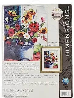 Dimensions Bucket of Flowers Crewel Embroidery Kit, 11'' W x 14'' H