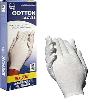 CARA Moisturizing Eczema Cotton Gloves, Medium, 6 Pair