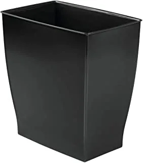 iDesign Spa Rectangular Trash Can, Waste Basket Garbage Can for Bathroom, Bedroom, Home Office, Dorm, College, 2.5 Gallon, Black