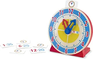 ساعة خشبية من ميليسا آند دوج Turn & Tell - لعبة تعليمية مع 12+ بطاقة وقت قابلة للعكس