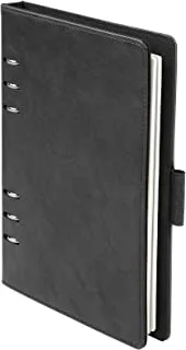 Oxford 6-Ring Professional Notebook, 7 x 9 Inch, Refillable Notebook, Ivory Paper, 100 Sheets, Black Faux Leather Cover (90004)