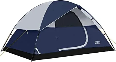 Pacific Pass Camping Tent 4 Person Family Dome Tent with Removable Rain Fly, Easy Set Up for Camp Backpacking Hiking Outdoor,Navy Blue