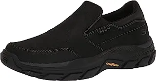 Skechers USA Men's Men's Respected-Calum Goodyear Rubber Low Profile Leather Slip On with Twin Gore Loafer, BBK, 10.5