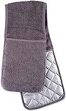 DII Basic Terry Collection 100% Cotton Quilted, Double Mitt, Gray, 2 Piece