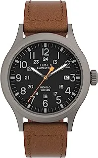 Timex Men's TWC008300 Expedition Scout Leather Slip-Thru Strap Watch