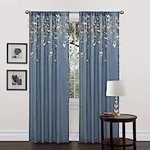 Lush Decor Curtain Flower Drop Window Panel (Single), 84” x 42”, Blue