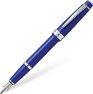 Cross Bailey Light المصقول الأزرق الراتنج نافورة القلم مع المنقار غرامة اضافية