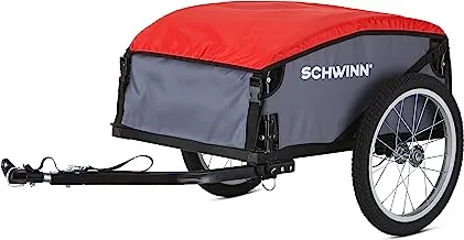 Schwinn Day Tripper Cargo Bike مقطورة ، إطار قابل للطي ، عجلات سريعة الإصدار ، أحمر ، أصفر