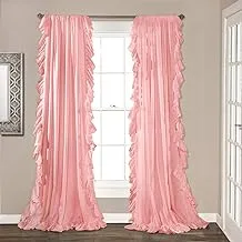 Lush Decor Reyna Pink Window Panel Set Set for Living، Dining Room، Bedroom (Pair)، 84 